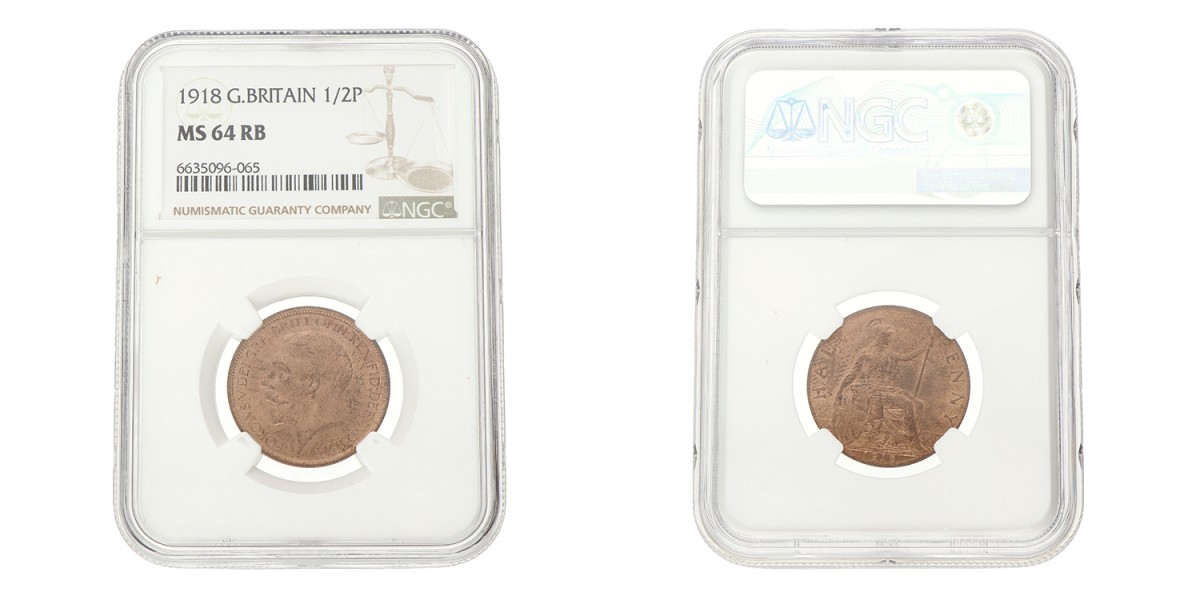 Great Britain. George V. ½ Penny. 1918.