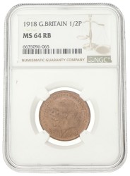 Great Britain. George V. ½ Penny. 1918.