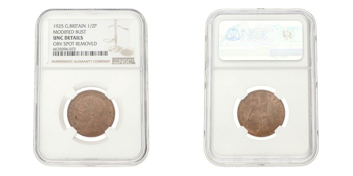 Great Britain. George V. ½ Penny - Modified bust. 1925.