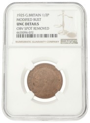 Great Britain. George V. ½ Penny - Modified bust. 1925.