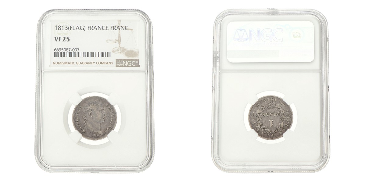 1 Franc. Napoleon. 1813. VF 25.
