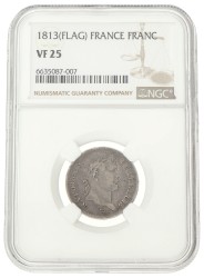 1 Franc. Napoleon. 1813. VF 25.