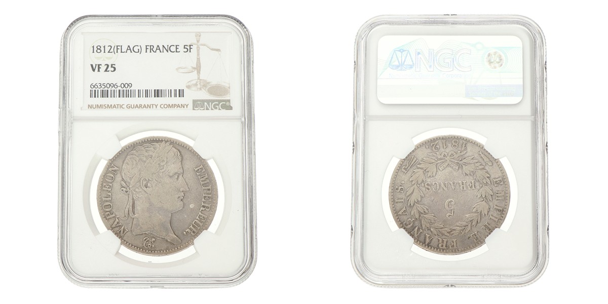 5 Francs. Napoleon. 1812. VF 25.