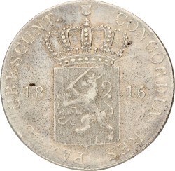 Zilveren Rijksdaalder. Willem I. 1816. Zeer Fraai +.