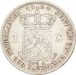 1 Gulden. Willem I. 1824 U. Zeer Fraai -.