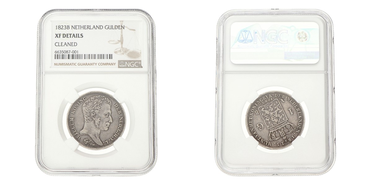 1 Gulden. Willem I. 1823 B. XF details.