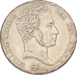 ½ Gulden. Willem I. 1822 U. Prachtig +.