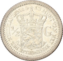 ½ Gulden. Wilhelmina. 1913. UNC.