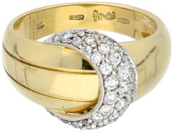 Damiani 18K geelgouden ring met halve maan bezet met ca. 0.46 ct. diamant.