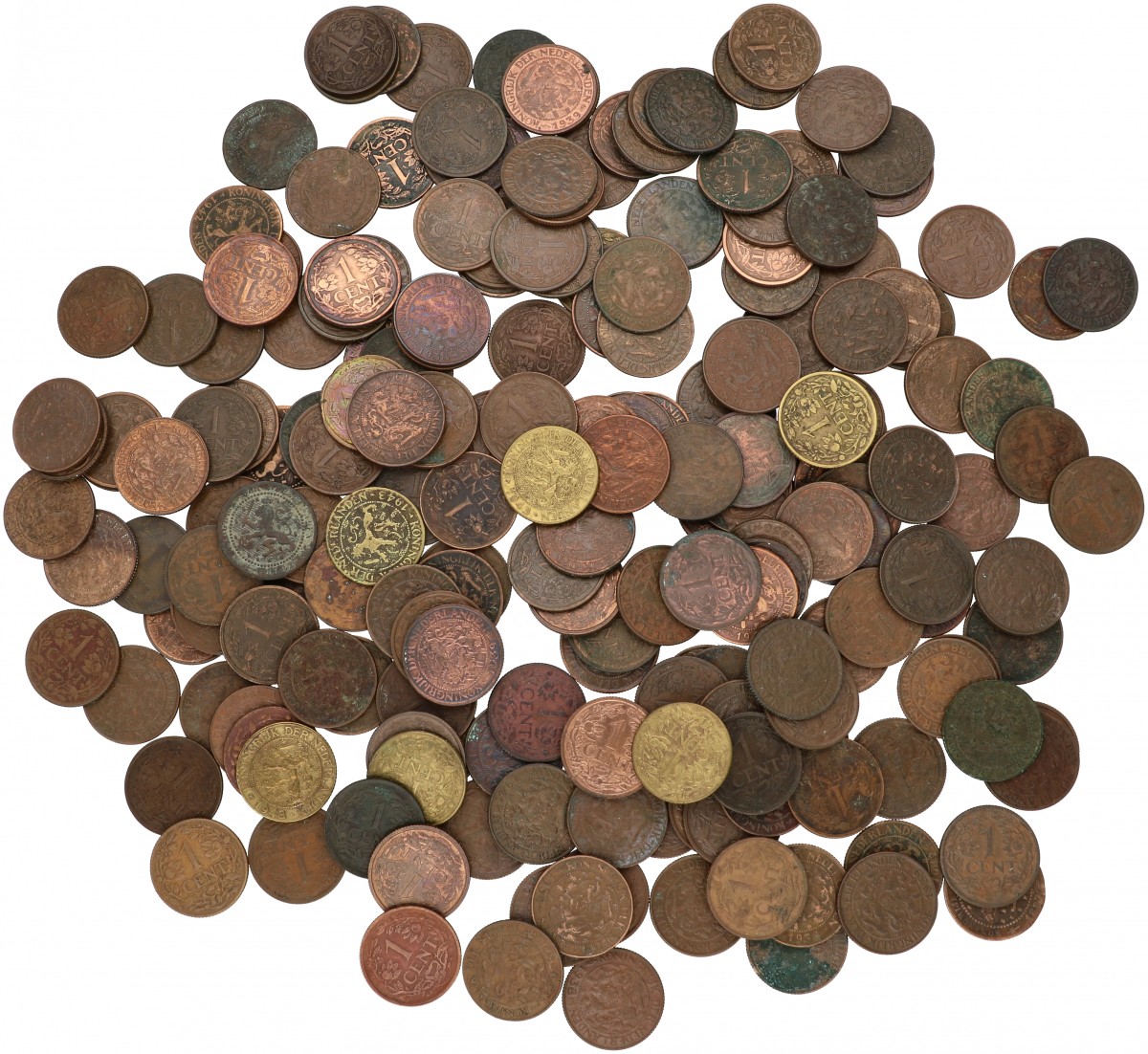 Lot (200) 1 Cent Willem III tot Wilhelmina 1877-1943. Gemiddeld Zeer fraai.