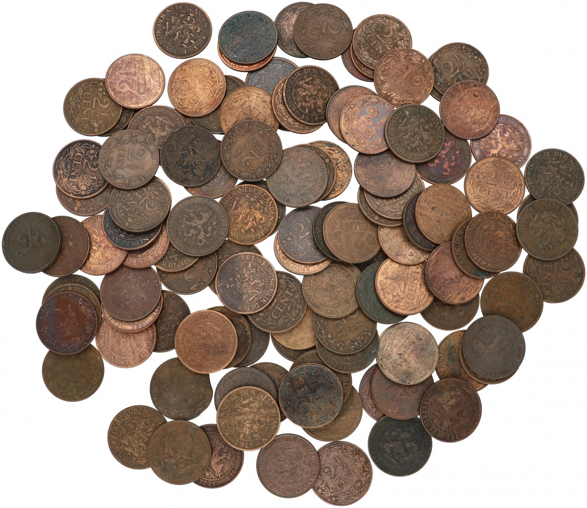 Lot (100) 2½ Cent Wilhelmina diverse jaren. Gemiddeld Zeer fraai.
