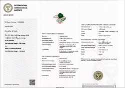 IGI-gecertificeerde 18K geelgouden Toi & Moi ring bezet met hart geslepen ca. 1.9 ct. diamant en 2.3 ct. smaragd.