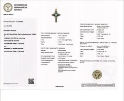 IGI-gecertificeerde 18K bicolour gouden Keltische kruishanger met 3.90 ct. diamant en 2.50 ct. smaragd.