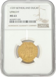 Gouden Dukaat 'Vliegent hart'. Utrecht. 1729. MS 63
