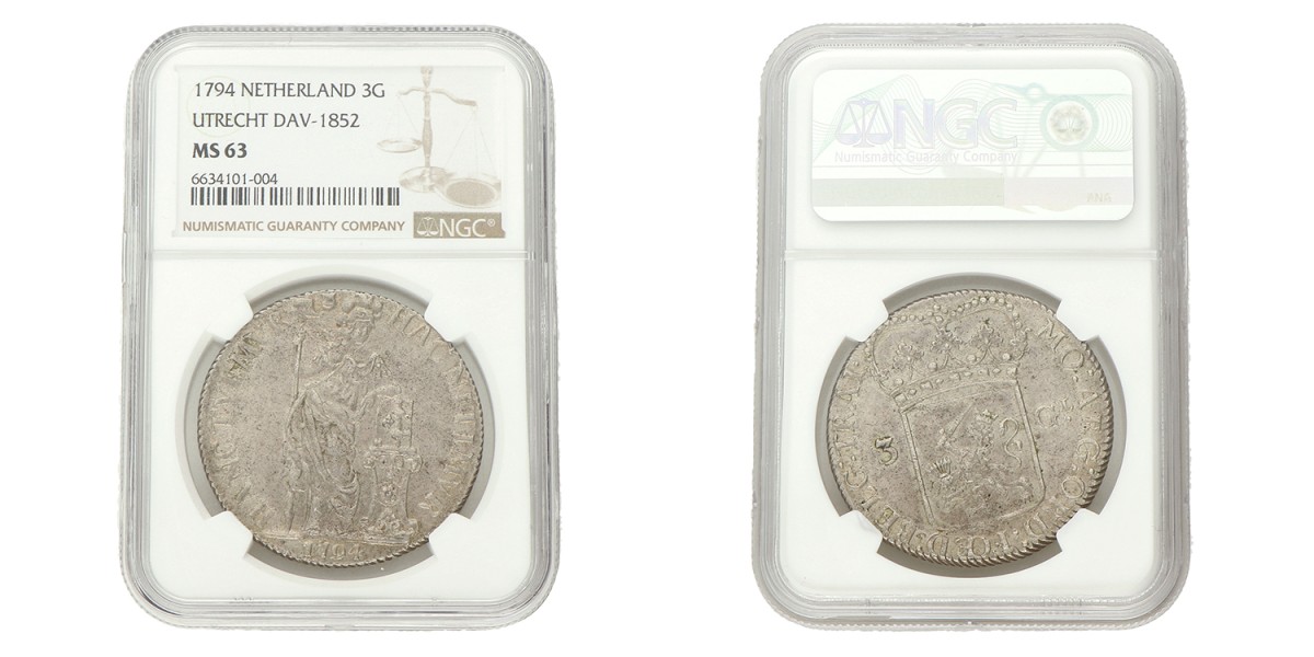 3 gulden - Generaliteits. Utrecht. 1794. MS 63.