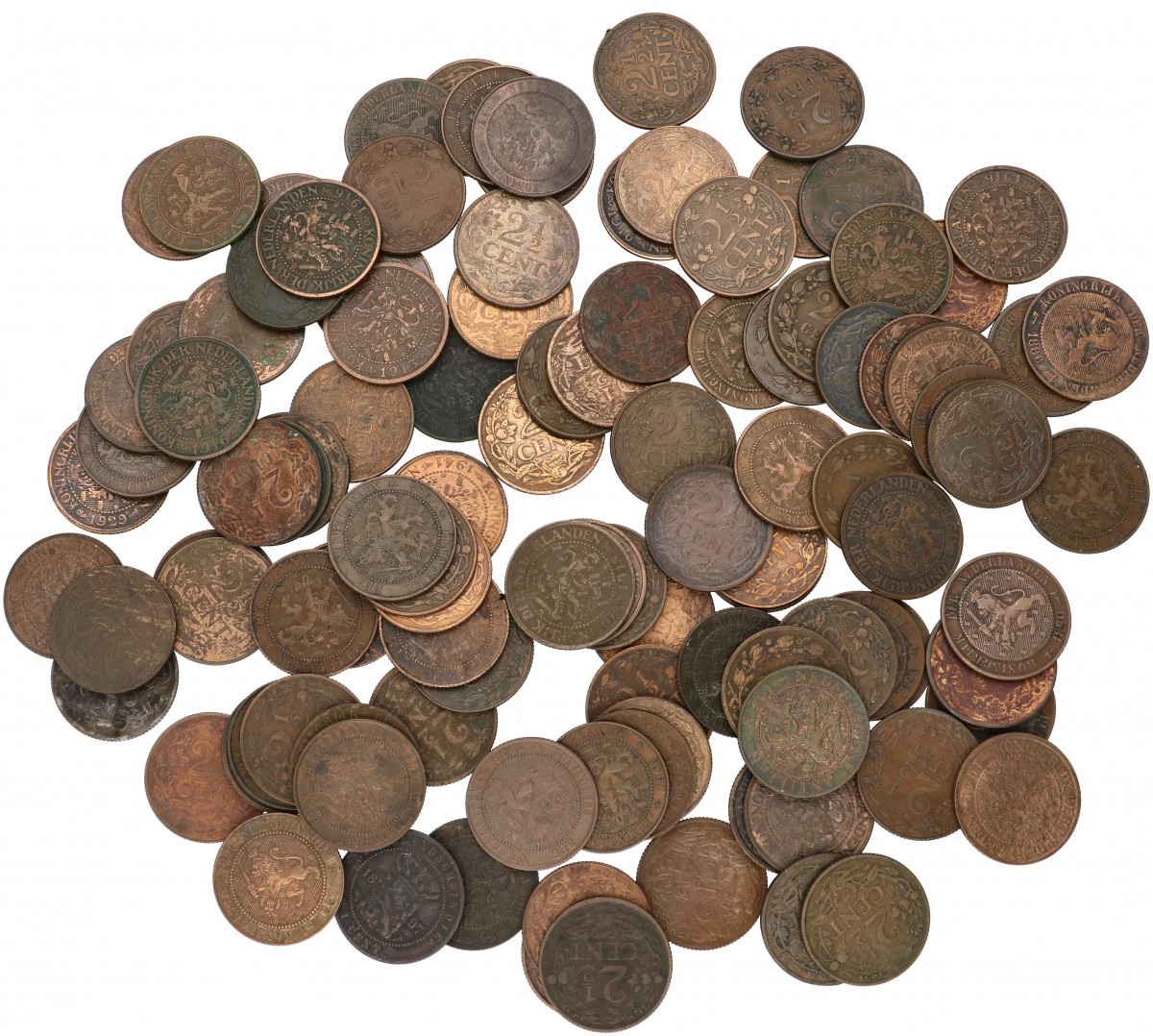 Lot (100) 2½ Cent Wilhelmina diverse jaren. Gemiddeld Zeer fraai.
