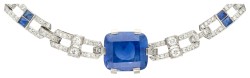 IGI certified platinum necklace with 75.00 ct. natural sapphires and 7.40 ct. diamond.