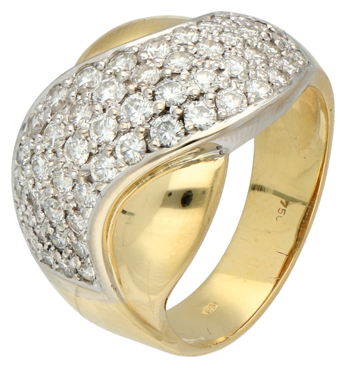 18K Geelgouden ring bezet met ca. 0.75 ct. diamant.