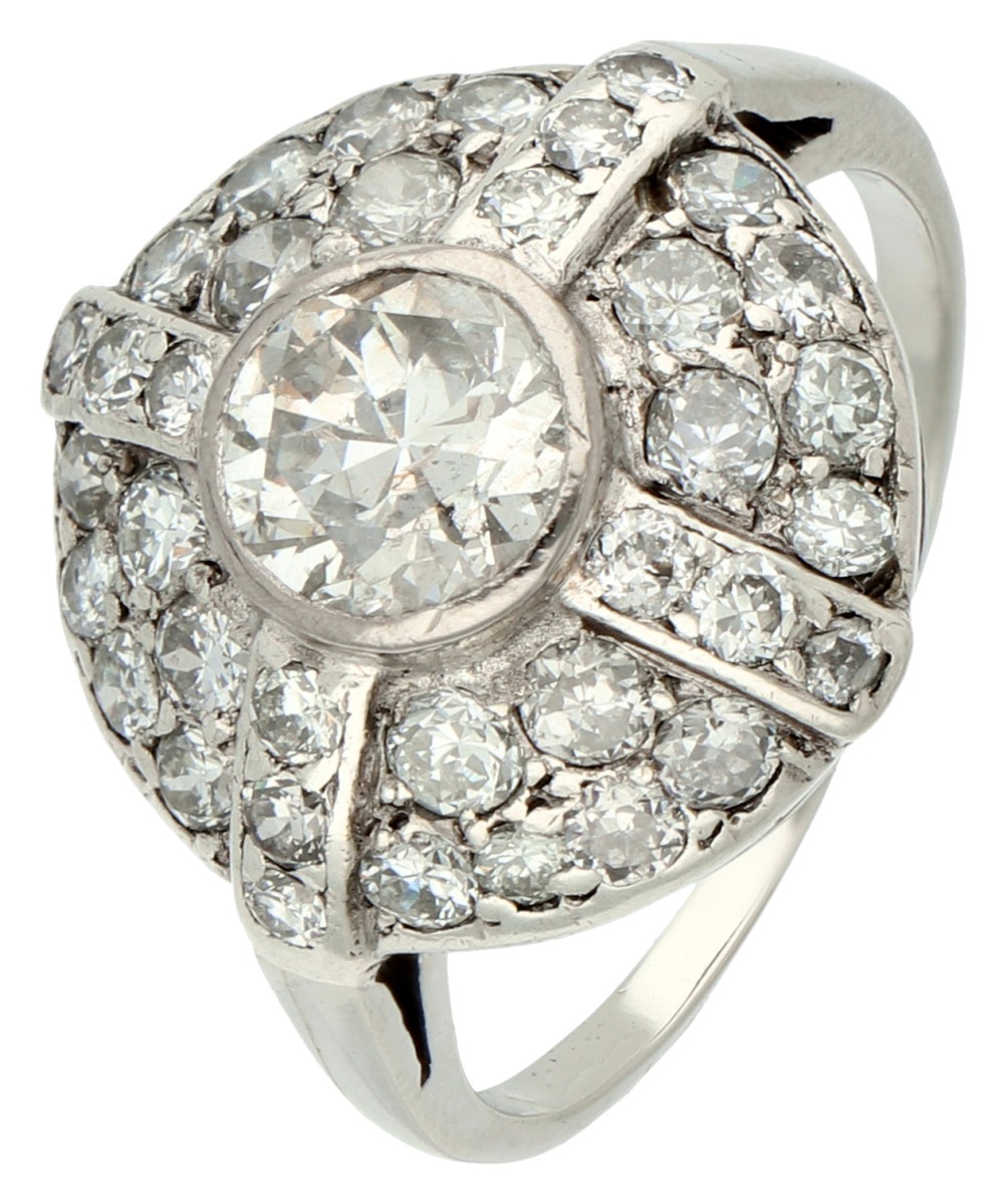 10K BWG witgouden Art Deco ring bezet met ca. 1.95 ct. diamant.