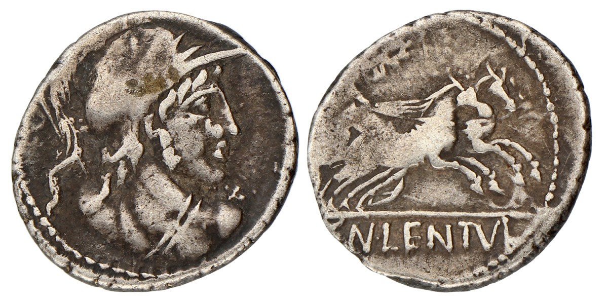 Roman Republic. Cn. Cornelius Lentulus Clodianus. Denarius. ND (88 BC).