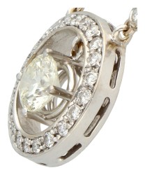 18K Witgouden collier met centrale diamant van ca. 0.65 ct. 