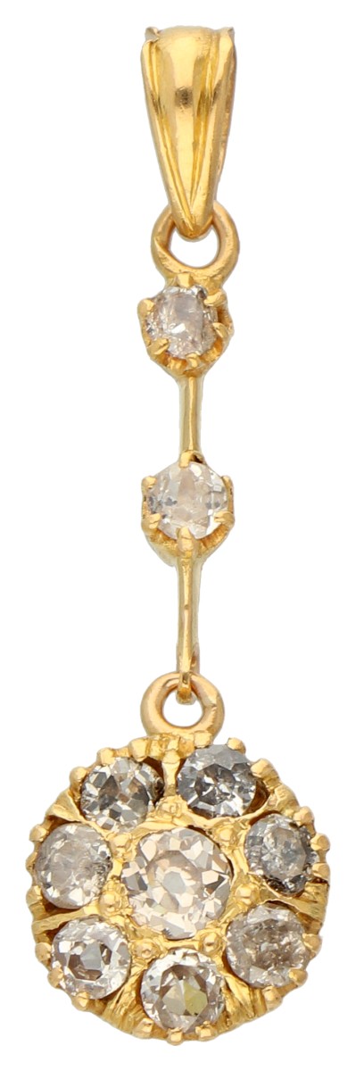 20K Geelgouden hanger bezet met ca. 0.70 ct. diamant.