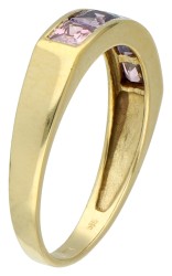 No reserve - 14K Geelgouden ring bezet met synthetische spinel en zirkonia.