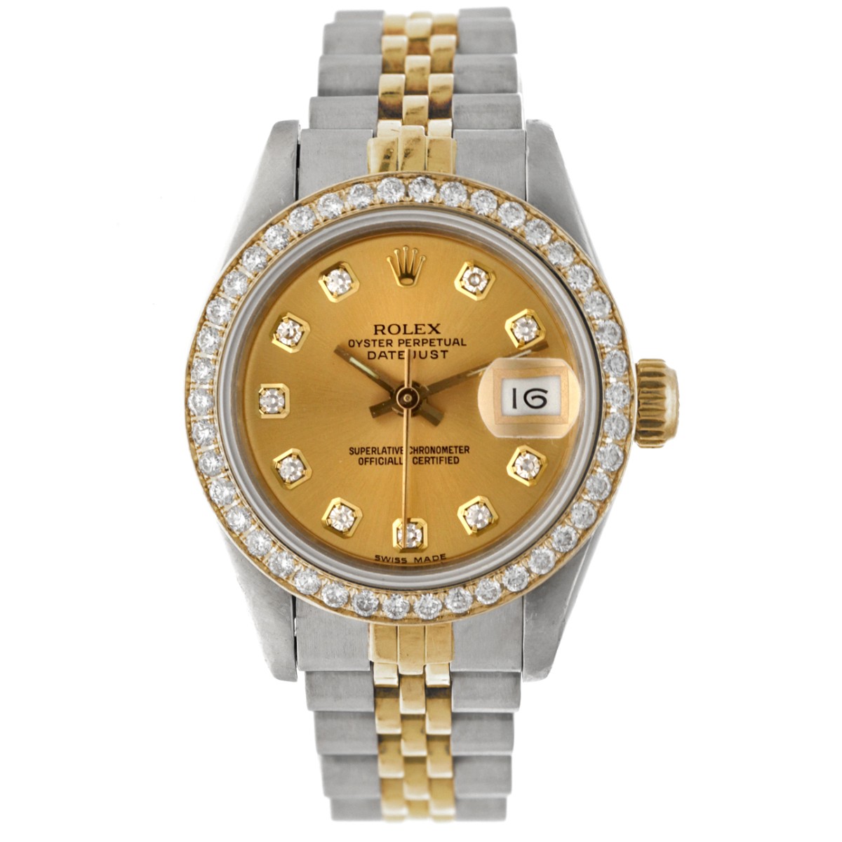 No reserve - Rolex Lady-Datejust Diamonds 69173 - Dames horloge - ca. 1990.