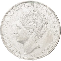 No reserve - 2½ Gulden. Wilhelmina Grof haar. 1938 B. AU Details.