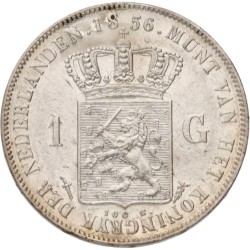 No reserve - 1 Gulden. Willem III. 1856. AU details.