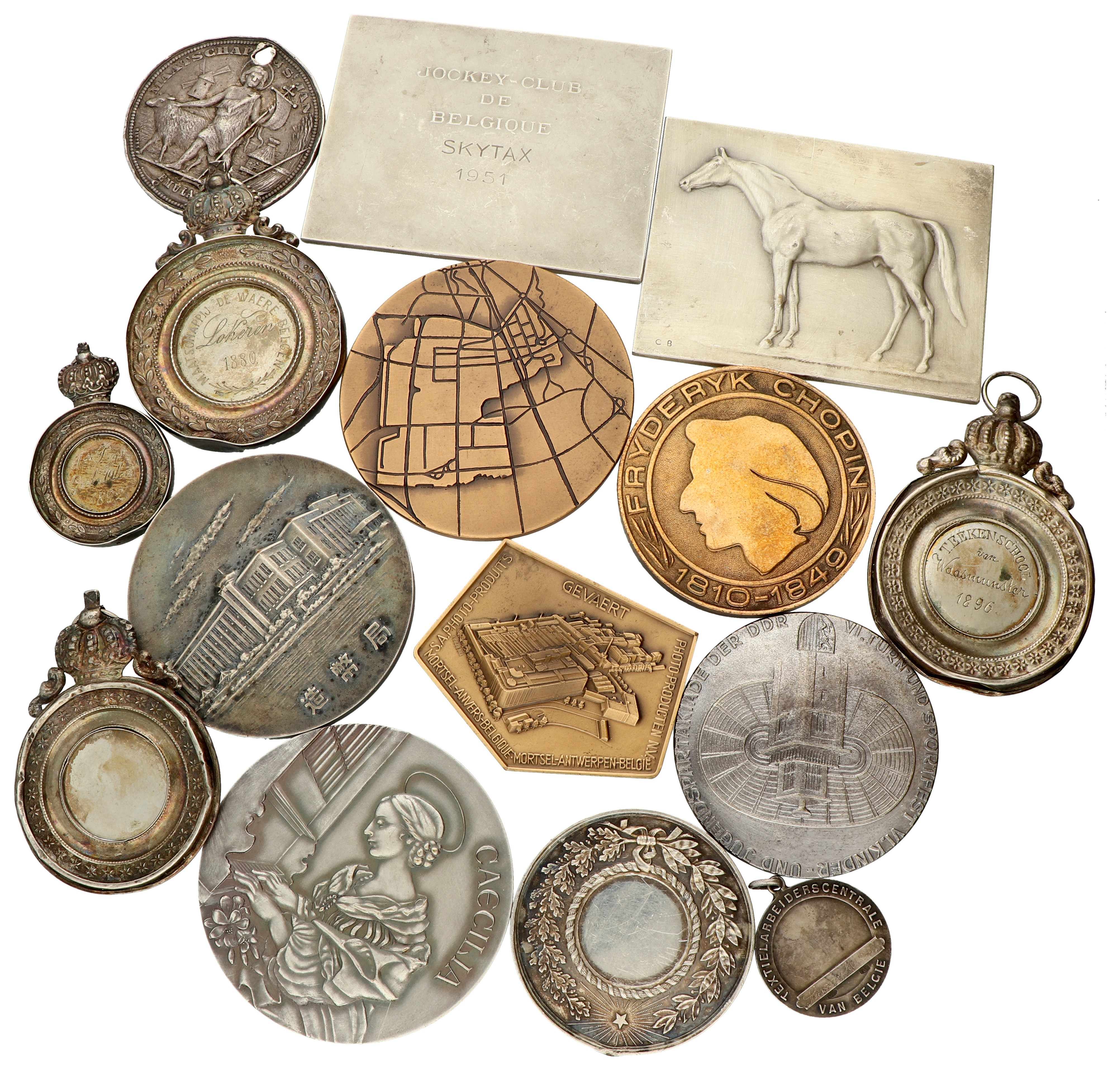 No reserve - World. Belgium, China, Germany, Italy & Poland. 19th & 20th century. Lot (14) Copper, Aluminium & Silver medals.