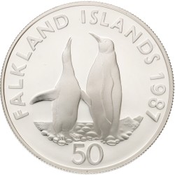 No reserve - Falkland Islands. 50 Pence - World Wildlife Fund. 1987.