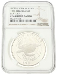 No reserve - Bermuda. 1 Dollar - World Wildlife Fund. 1986.