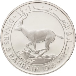 No reserve - Bahrain. 5 Dinars - World Wildlife Fund. 1986.