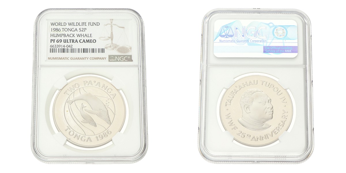 No reserve - Tonga. 2 Pa'anga - World Wildlife Fund. 1986.