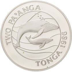 No reserve - Tonga. 2 Pa'anga - World Wildlife Fund. 1986.