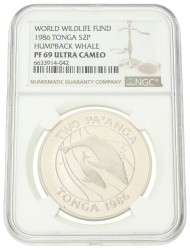 No reserve - Tonga. 2 Pa'anga - World Wildlife Fund. 1986.