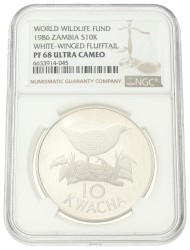 No reserve - Zambia. 10 Kwacha - World Wildlife Fund. 1986.