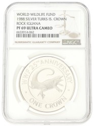 No reserve - Turks and Caicos Islands. 1 Crown - World Wildlife Fund. 1988.