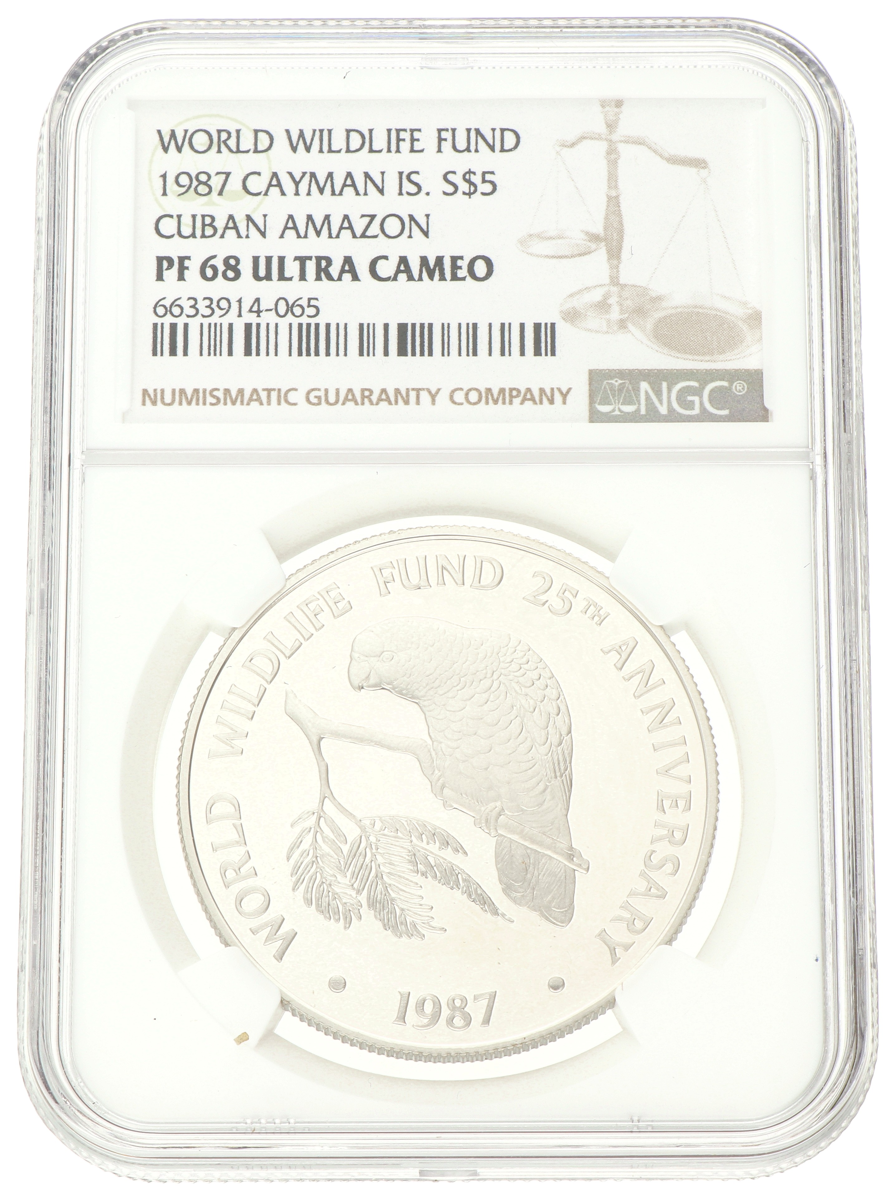 No reserve - Cayman Islands. 5 Dollars - World Wildlife Fund. 1987.