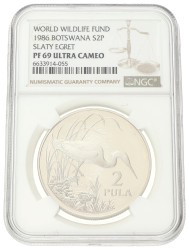 No reserve - Botswana. 2 Pula - World Wildlife Fund. 1986.