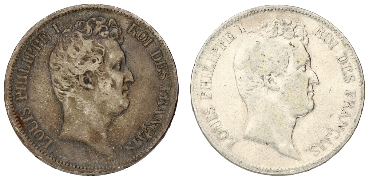 No reserve - France. Second kingdom. Louis Philippe I. Lot (2) 5 Francs. 1831 B & W.