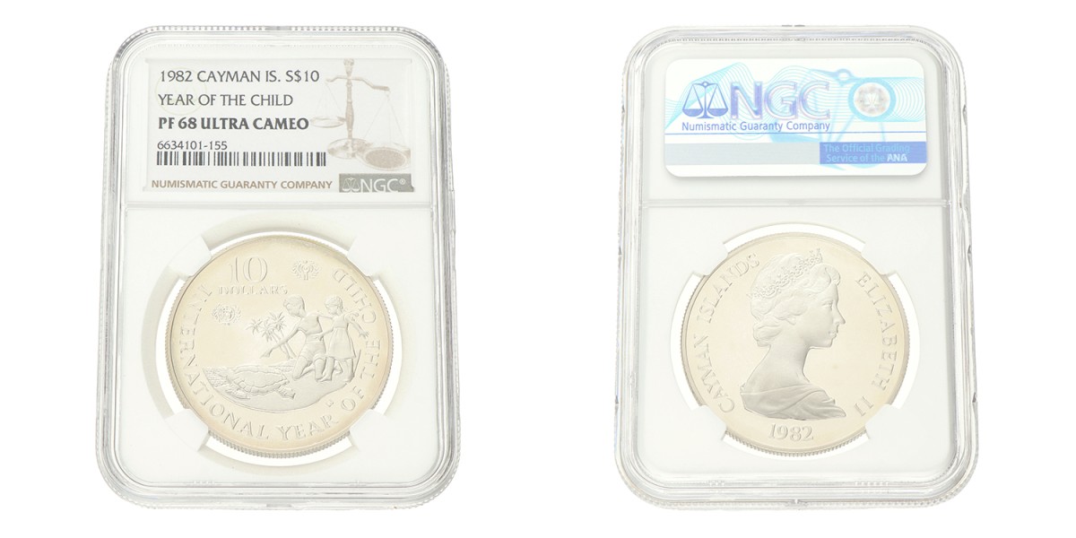 No reserve - Cayman Islands. 10 Dollars - Year of the Child. 1982.