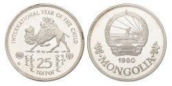 No reserve - Mongolia. 25 Tögrög - Year of the Child. 1980.