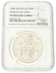 No reserve - Seychelles. 50 rupees - Year of the Child. 1980.