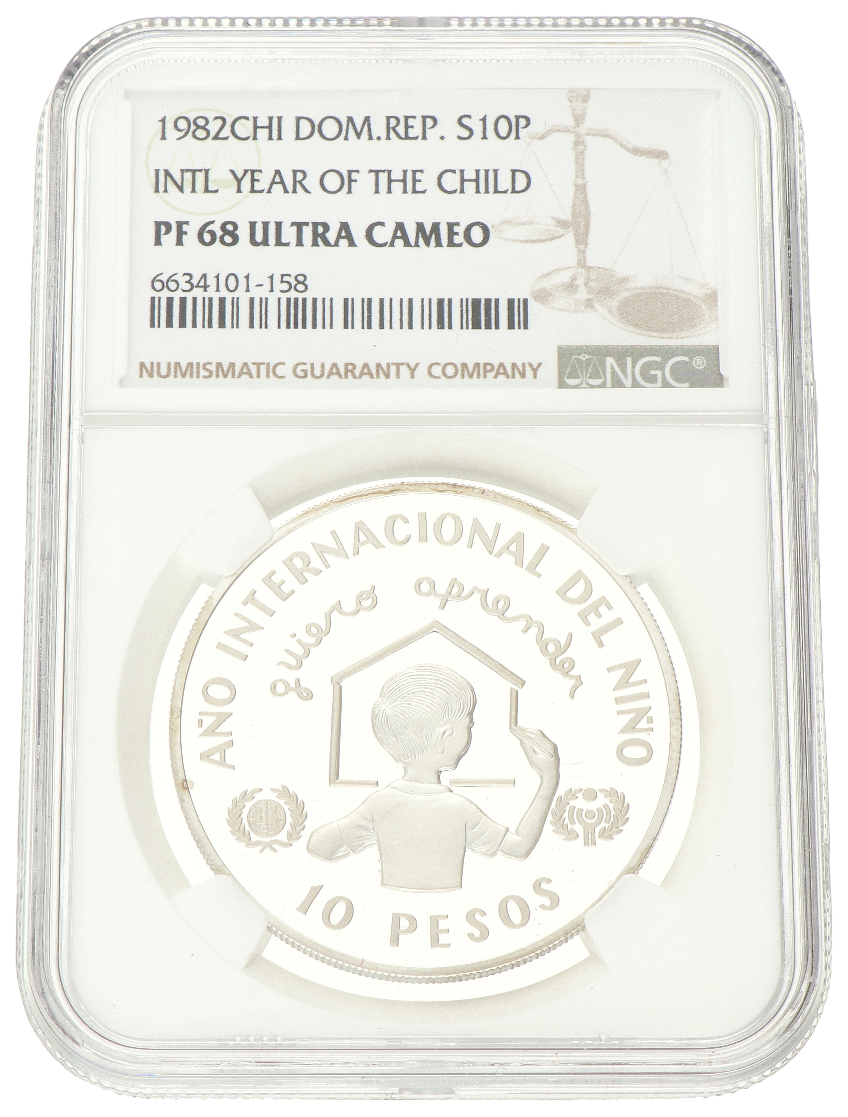 No reserve - Dominican Republic. 10 Pesos - Year of the Child. 1982.