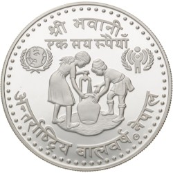 No reserve - Nepal. 100 Rupees - Year of the Child. 1974.