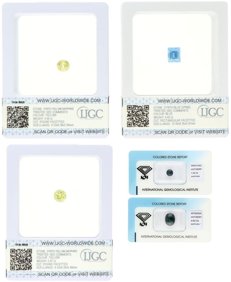 No reserve - Lot van twee gecertificeerde natuurlijke saffieren van 1.04 en 4.62 ct. 