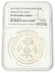 No reserve - Maldives. 20 Rufiyaa - Year of the Child. 1979.