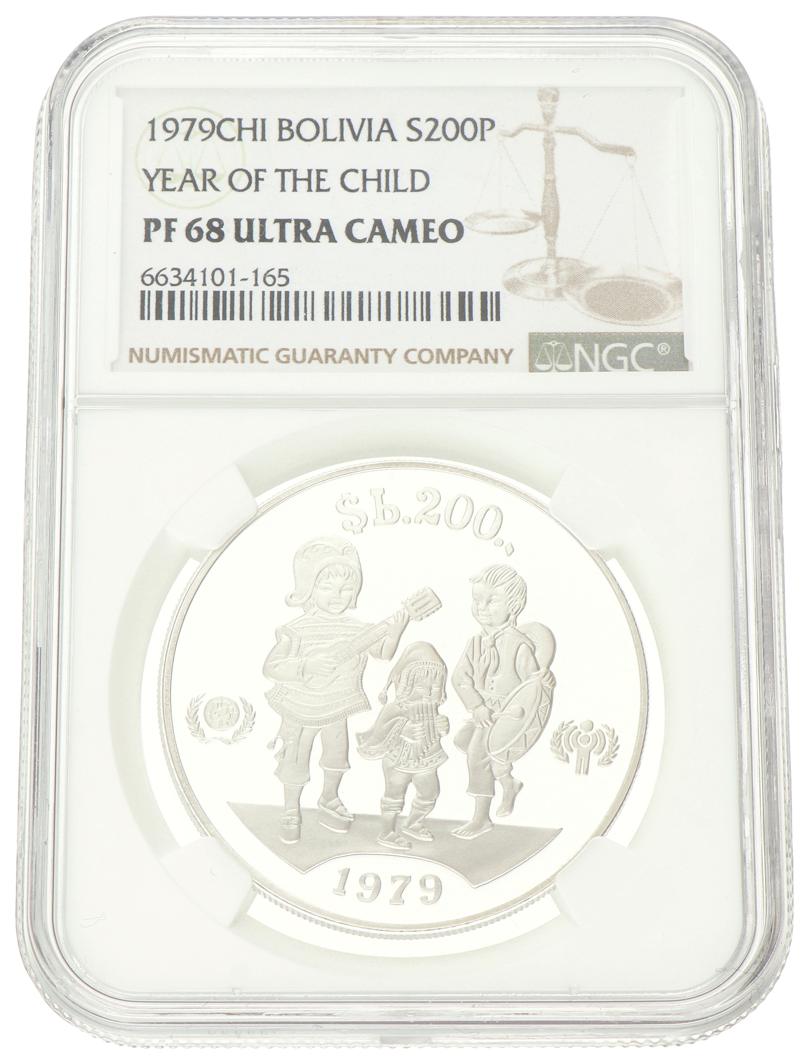 Bolivia. 200 Pesos Bolivianos - Year of the Child. 1979. PF 68 ULTRA CAMEO.